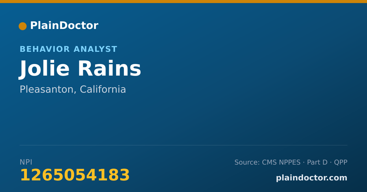 Shareable card for Jolie Rains - Behavior Analyst, Pleasanton, CA