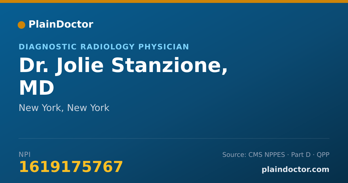 Shareable card for Jolie Stanzione, MD - Diagnostic Radiology Physician, New York, NY