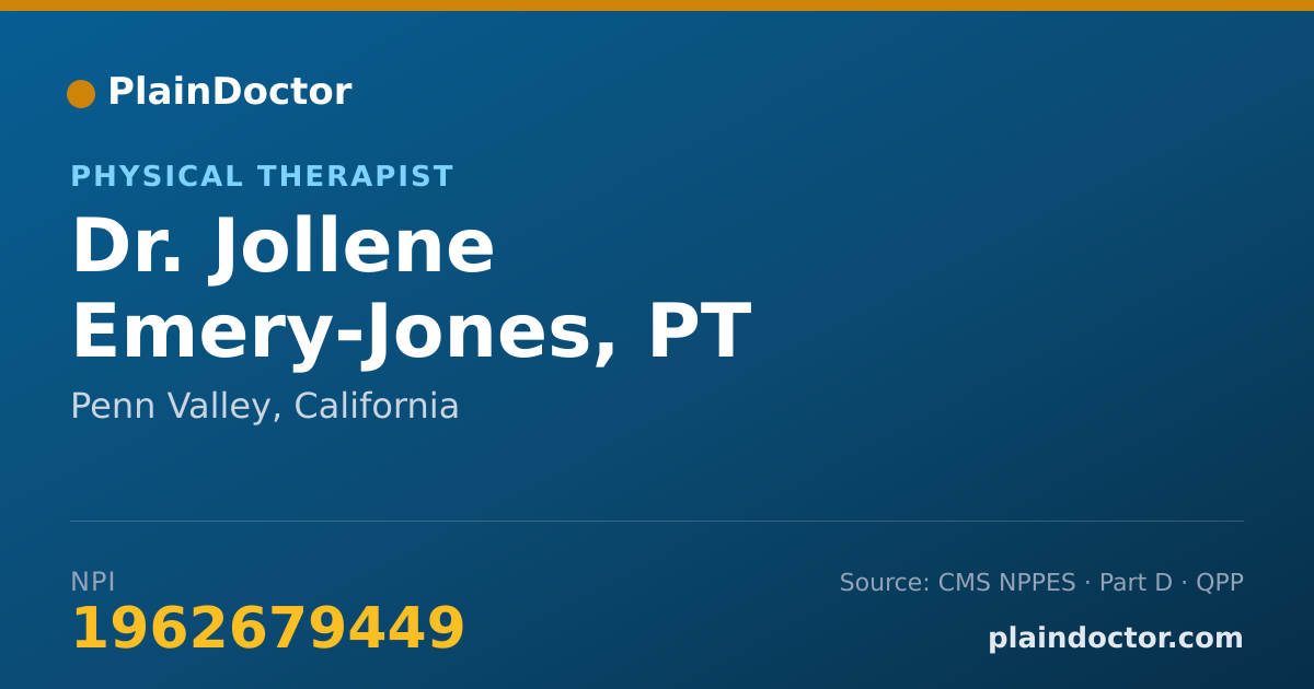 Shareable card for Jollene Emery-Jones, PT - Physical Therapist, Penn Valley, CA
