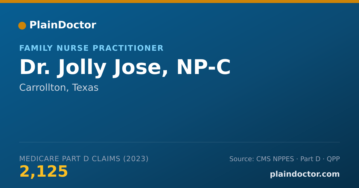 Shareable card for Jolly Jose, NP-C - Family Nurse Practitioner, Carrollton, TX