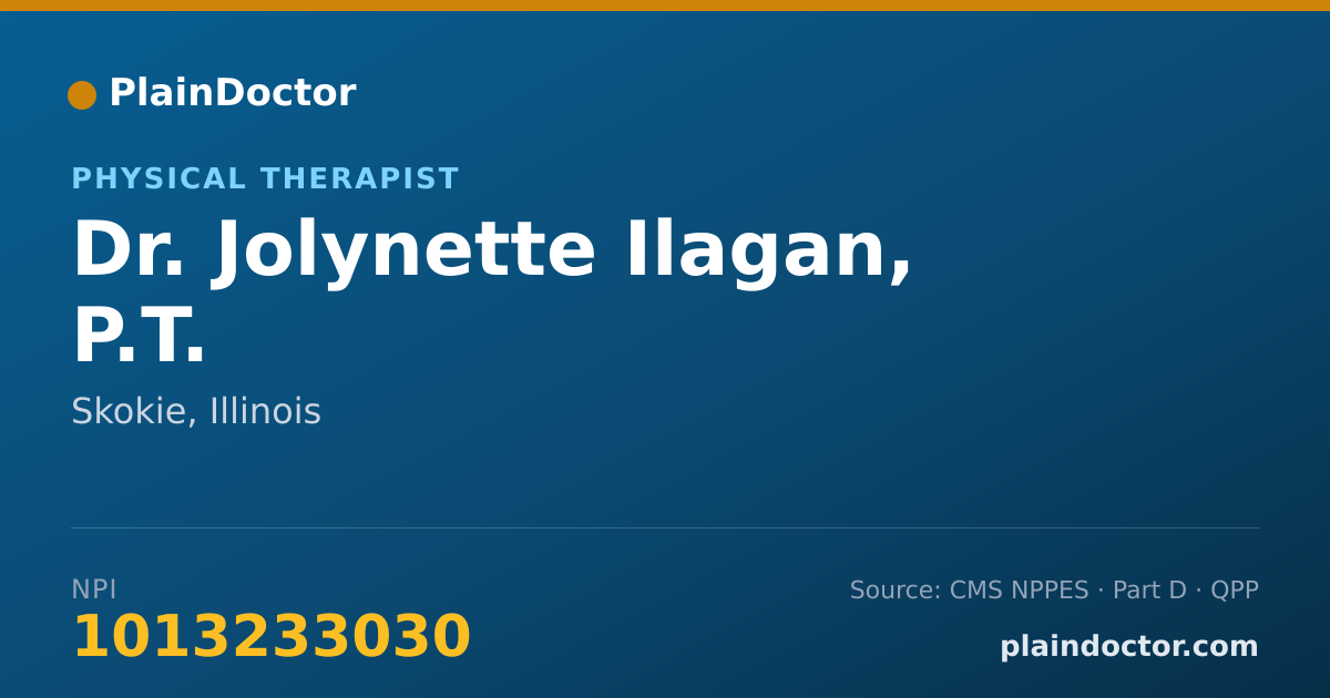 Shareable card for Jolynette Ilagan, P.T. - Physical Therapist, Skokie, IL
