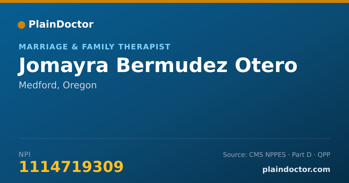 Shareable card for Jomayra Bermudez Otero - Marriage & Family Therapist, Medford, OR