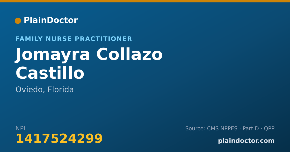 Shareable card for Jomayra Collazo Castillo - Family Nurse Practitioner, Oviedo, FL
