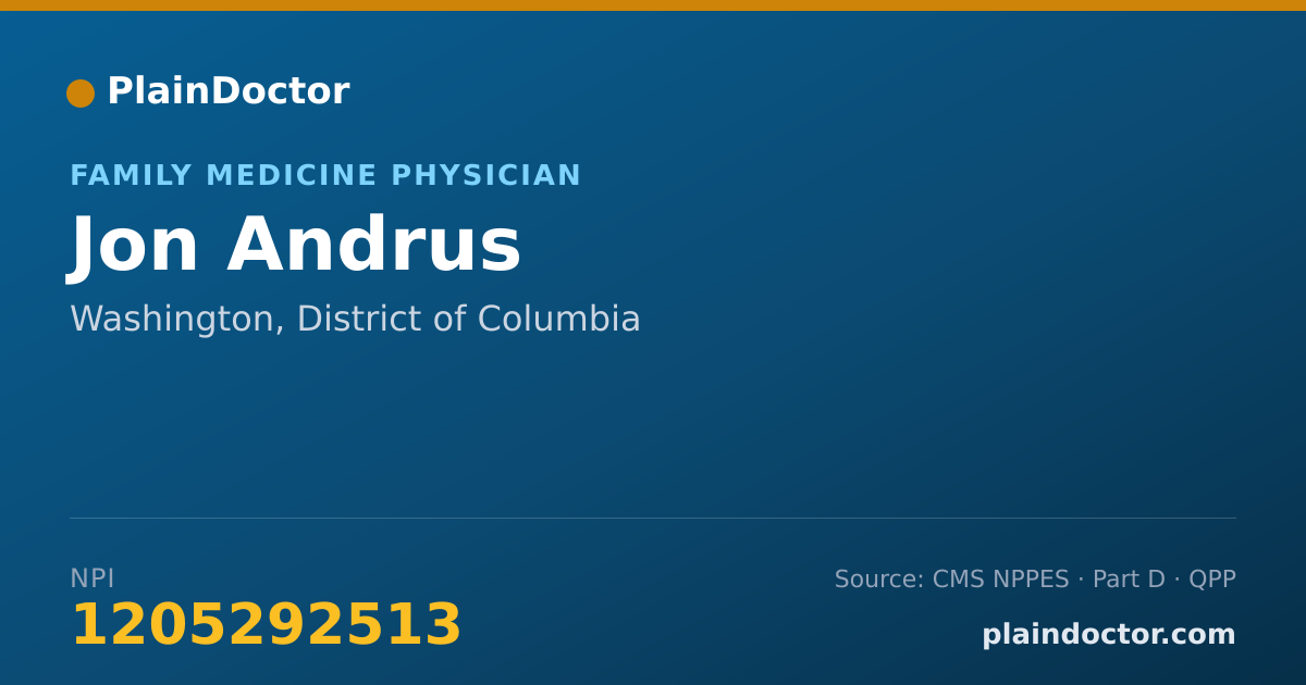 Shareable card for Jon Andrus - Family Medicine Physician, Washington, DC