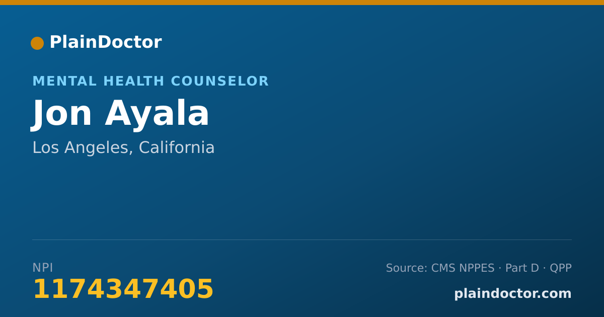 Shareable card for Jon Ayala - Mental Health Counselor, Los Angeles, CA