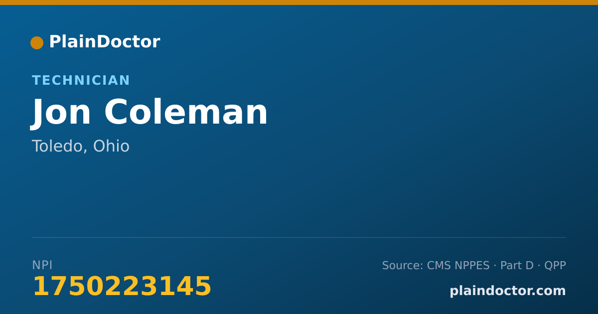 Shareable card for Jon Coleman - Technician, Toledo, OH