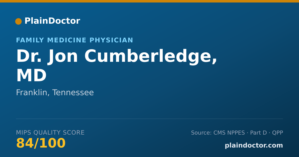 Shareable card for Jon Cumberledge, MD - Family Medicine Physician, Franklin, TN