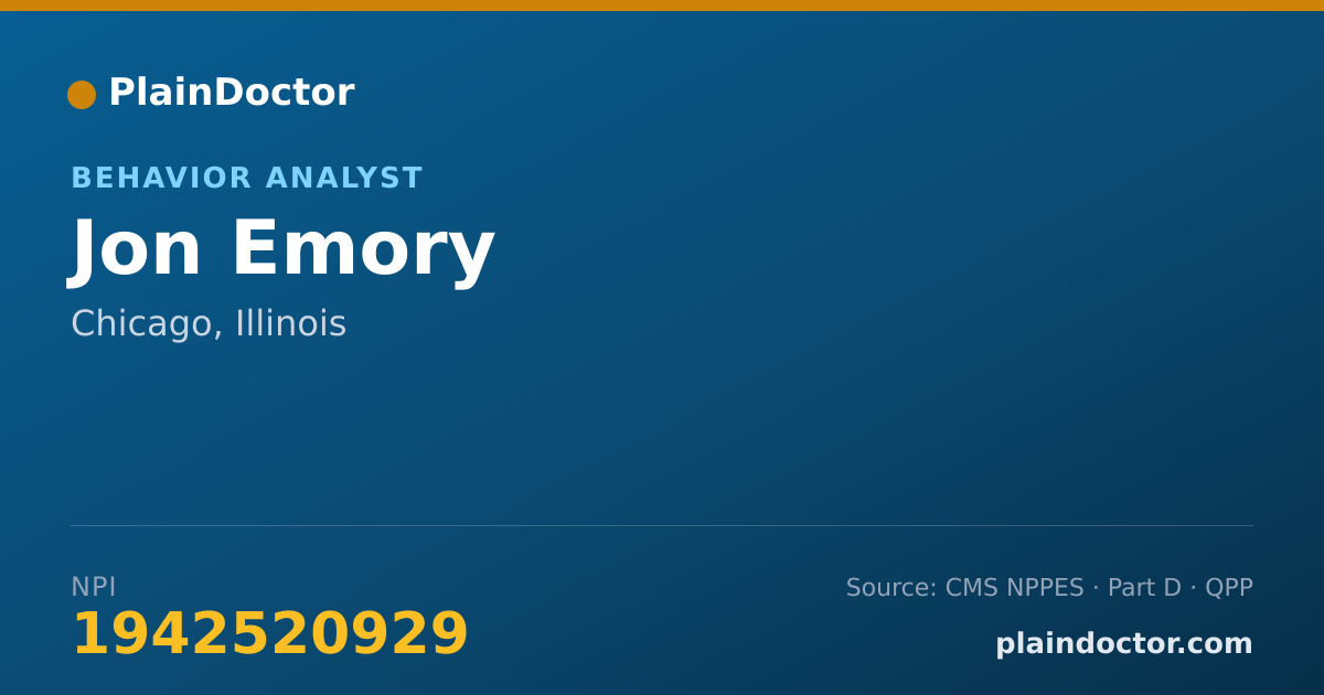 Shareable card for Jon Emory - Behavior Analyst, Chicago, IL
