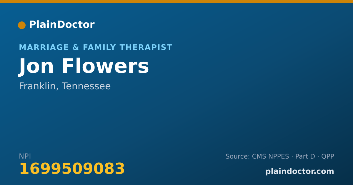 Shareable card for Jon Flowers - Marriage & Family Therapist, Franklin, TN