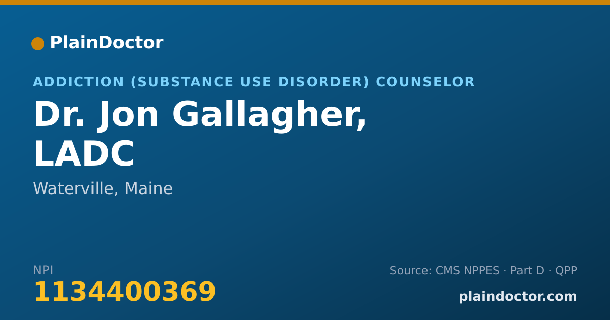 Shareable card for Jon Gallagher, LADC - Addiction (Substance Use Disorder) Counselor, Waterville, ME