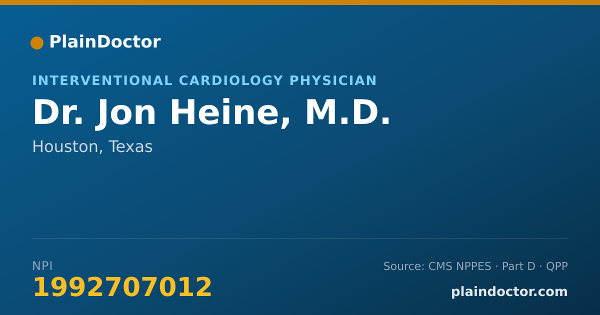 Shareable card for Jon Heine, M.D. - Cardiovascular Disease Physician, Houston, TX