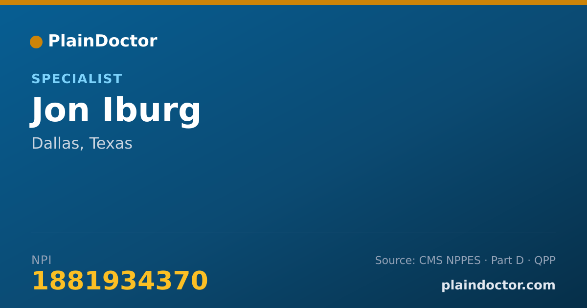 Shareable card for Jon Iburg - Specialist, Dallas, TX