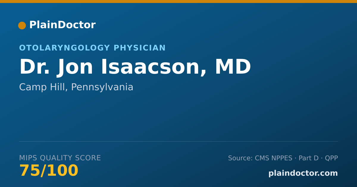 Shareable card for Jon Isaacson, MD - Otolaryngology Physician, Camp Hill, PA