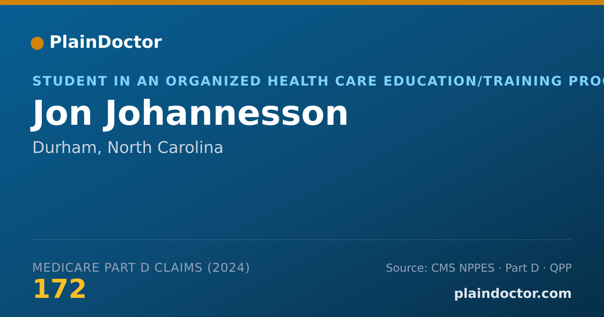 Shareable card for Jon Johannesson - Student in an Organized Health Care Education/Training Program, Durham, NC