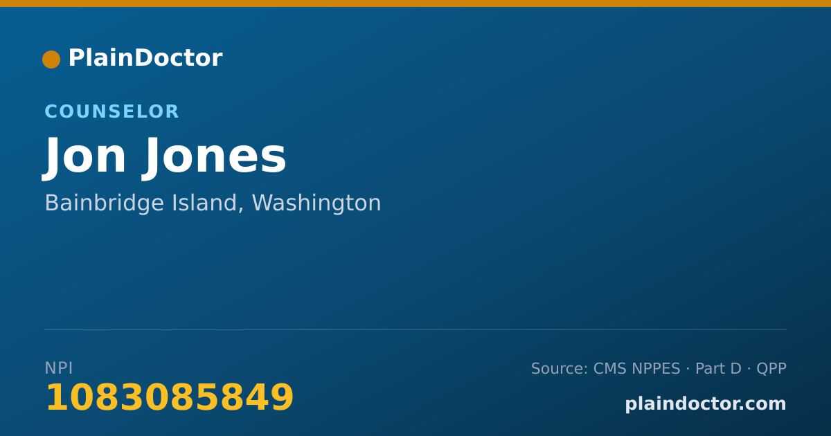 Shareable card for Jon Jones - Counselor, Bainbridge Island, WA