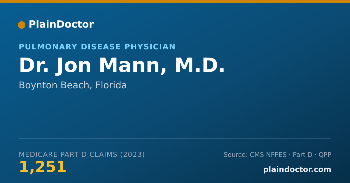 Shareable card for Jon Mann, M.D. - Pulmonary Disease Physician, Boynton Beach, FL