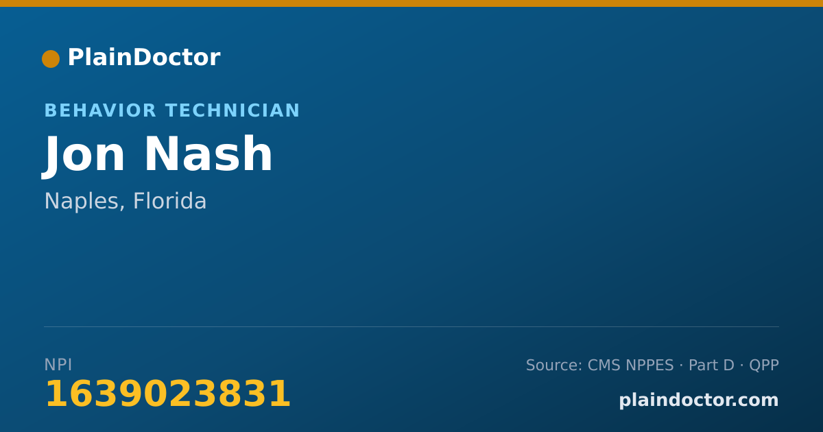 Shareable card for Jon Nash - Behavior Technician, Naples, FL