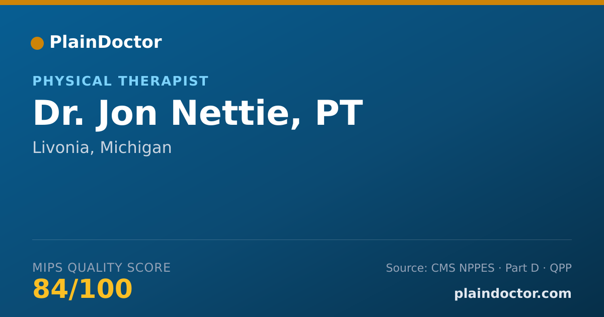 Shareable card for Jon Nettie, PT - Physical Therapist, Livonia, MI