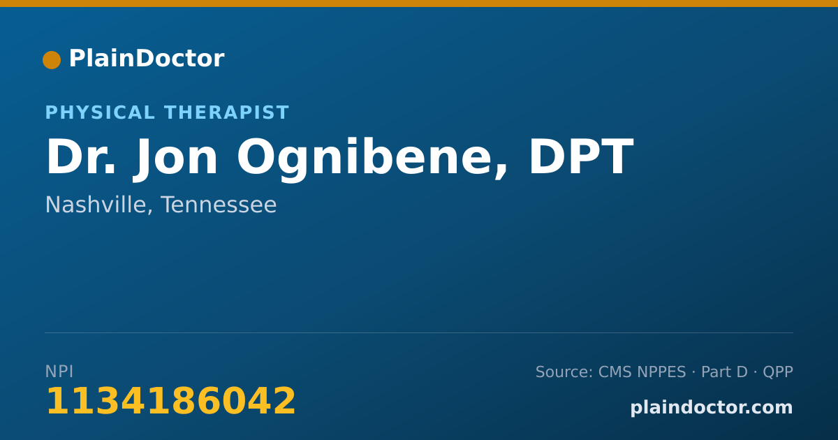 Shareable card for Jon Ognibene, DPT - Physical Therapist, Nashville, TN