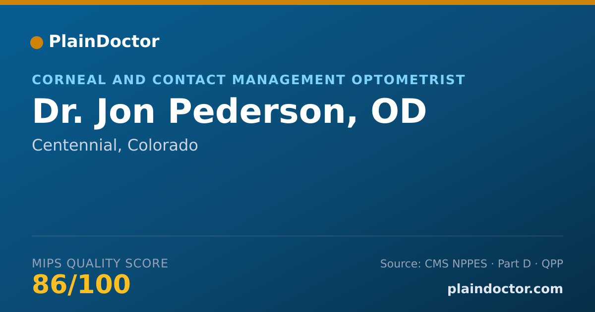 Shareable card for Jon Pederson, OD - Corneal and Contact Management Optometrist, Centennial, CO