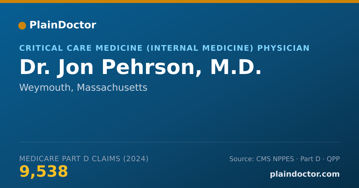 Shareable card for Jon Pehrson, M.D. - Critical Care Medicine (Internal Medicine) Physician, Weymouth, MA
