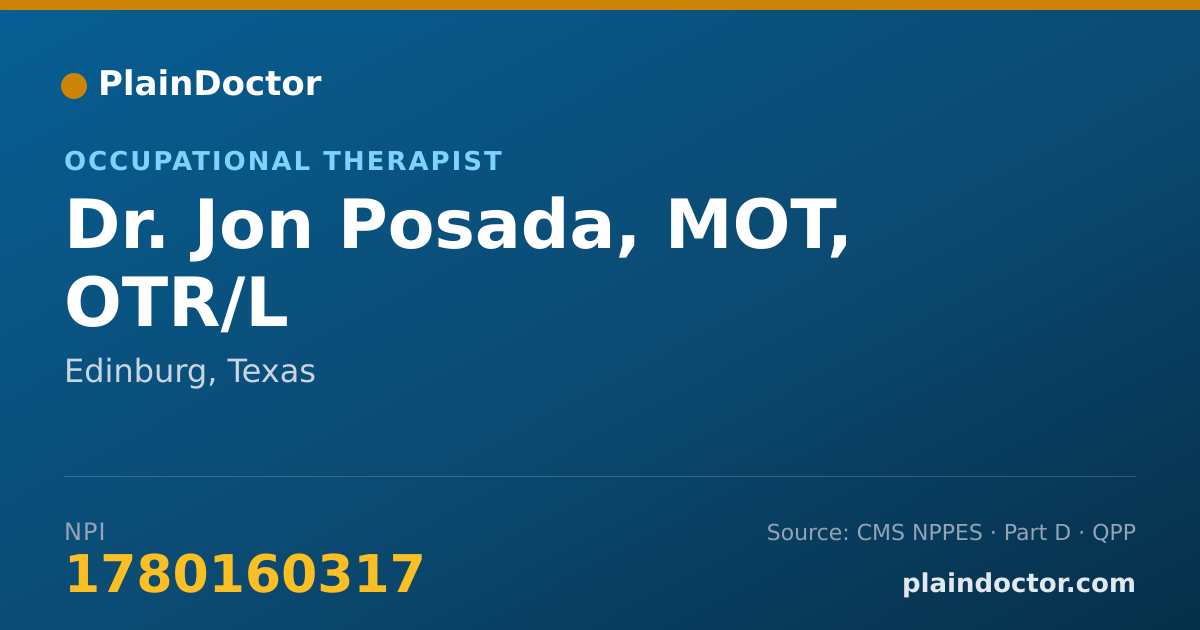 Shareable card for Jon Posada, MOT, OTR/L - Occupational Therapist, Edinburg, TX