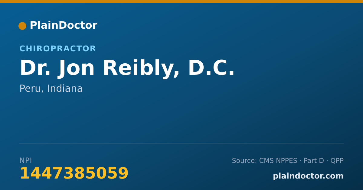 Shareable card for Jon Reibly, D.C. - Chiropractor, Peru, IN