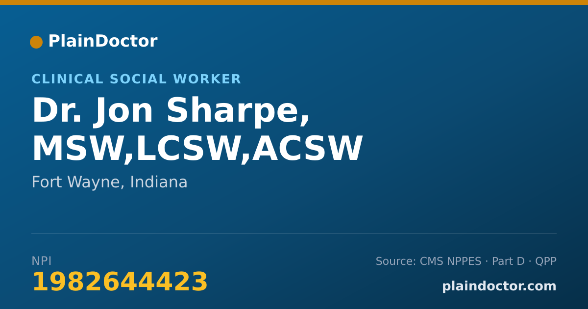 Shareable card for Jon Sharpe, MSW,LCSW,ACSW - Clinical Social Worker, Fort Wayne, IN