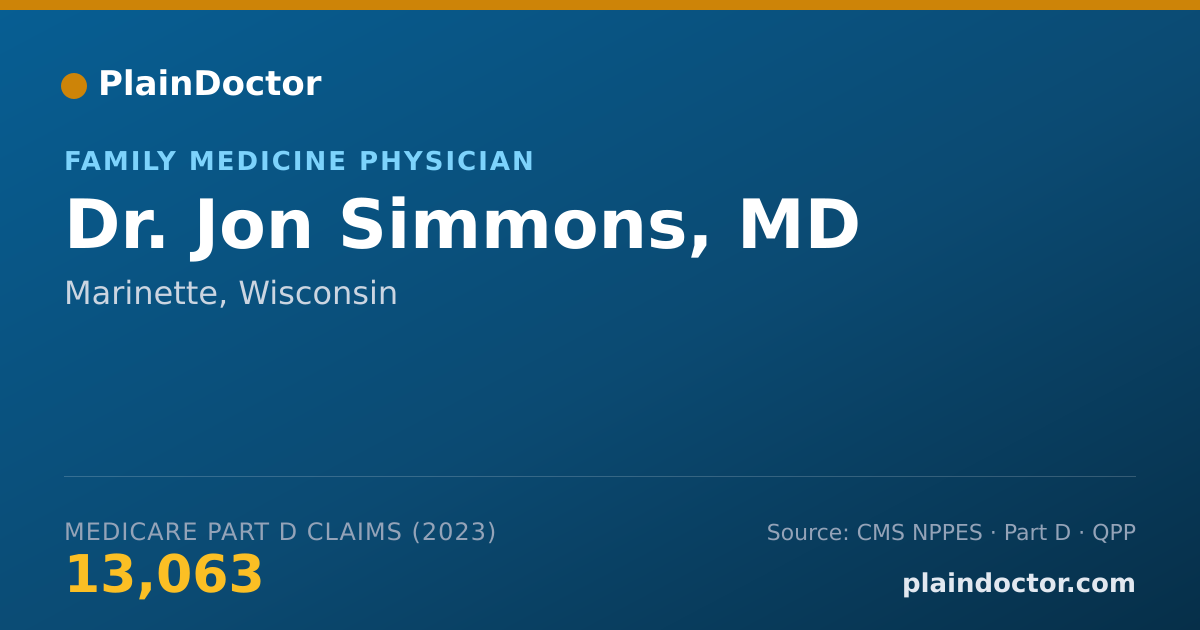 Shareable card for Jon Simmons, MD - Family Medicine Physician, Marinette, WI
