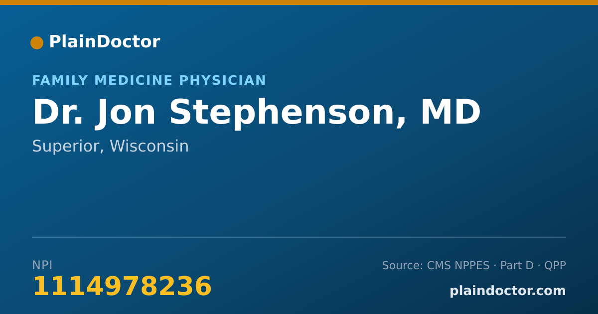 Shareable card for Jon Stephenson, MD - Family Medicine Physician, Superior, WI