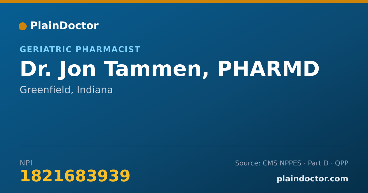 Shareable card for Jon Tammen, PHARMD - Geriatric Pharmacist, Greenfield, IN