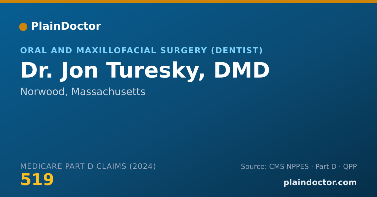 Shareable card for Jon Turesky, DMD - Oral and Maxillofacial Surgery (Dentist), Norwood, MA