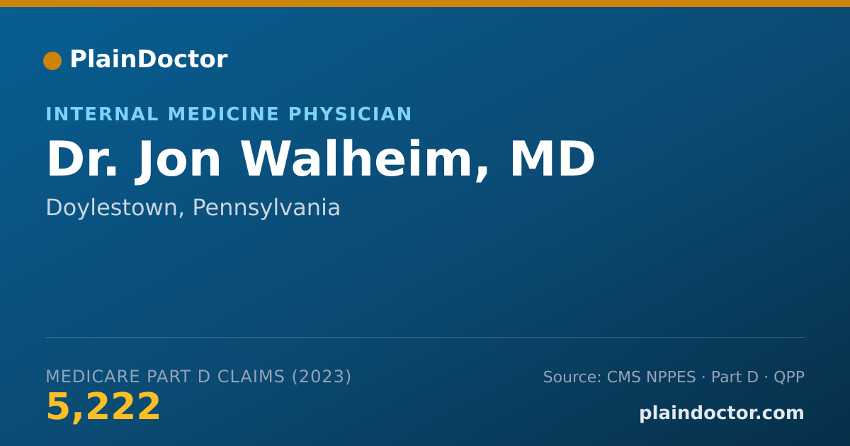 Shareable card for Jon Walheim, MD - Internal Medicine Physician, Doylestown, PA
