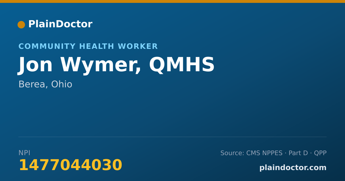 Shareable card for Jon Wymer, QMHS - Community Health Worker, Berea, OH