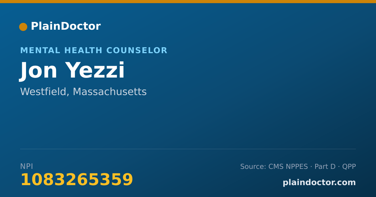Shareable card for Jon Yezzi - Mental Health Counselor, Westfield, MA