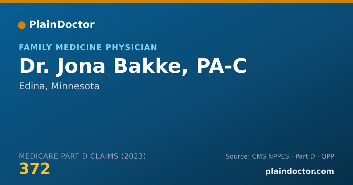 Shareable card for Jona Bakke, PA-C - Family Medicine Physician, Edina, MN