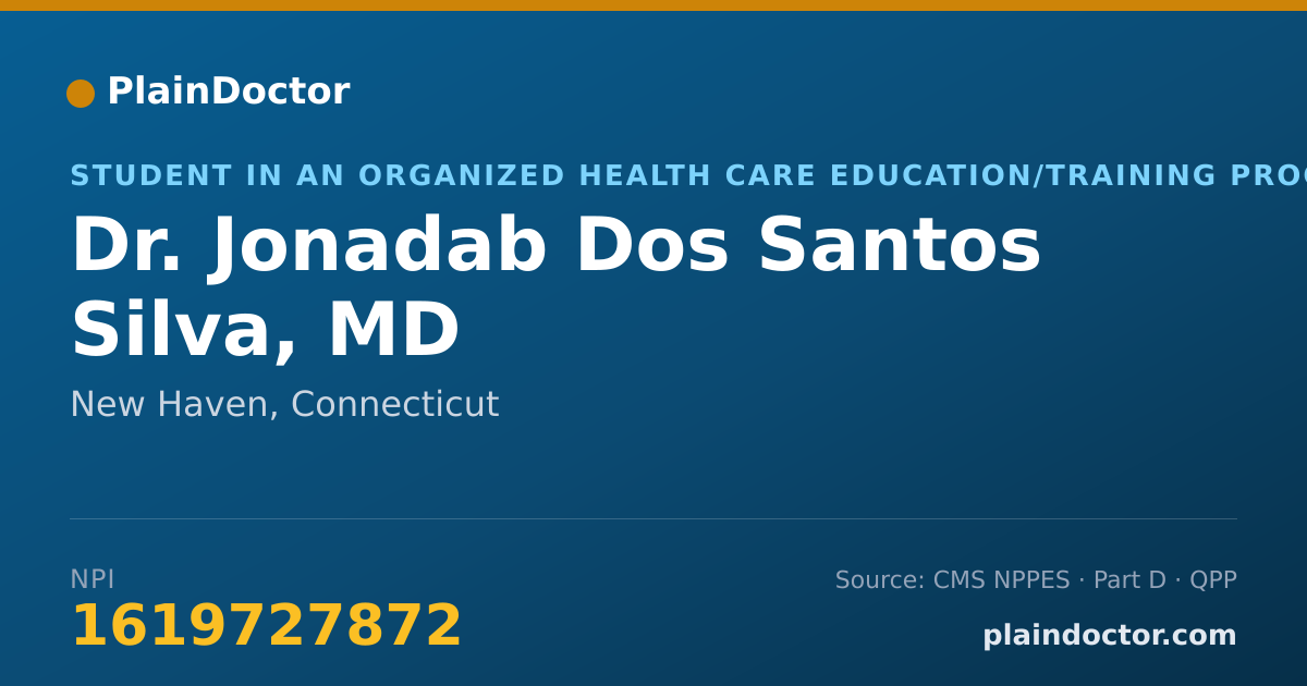 Shareable card for Jonadab Dos Santos Silva, MD - Student in an Organized Health Care Education/Training Program, New Haven, CT
