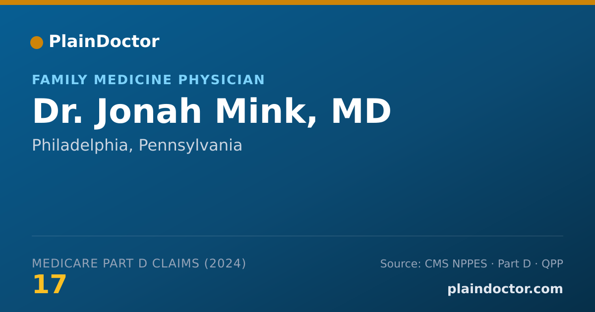 Shareable card for Jonah Mink, MD - Family Medicine Physician, Philadelphia, PA