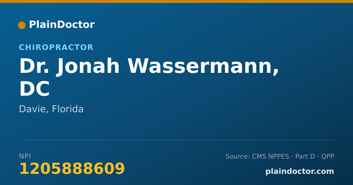 Shareable card for Jonah Wassermann, DC - Chiropractor, Davie, FL