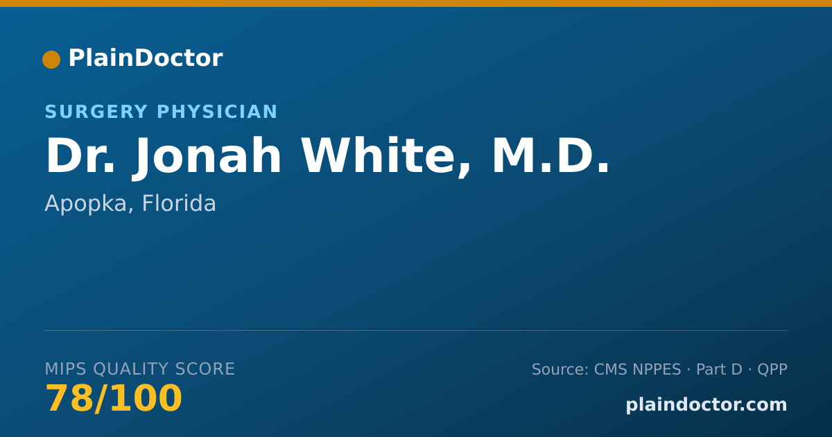 Shareable card for Jonah White, M.D. - Surgery Physician, Apopka, FL