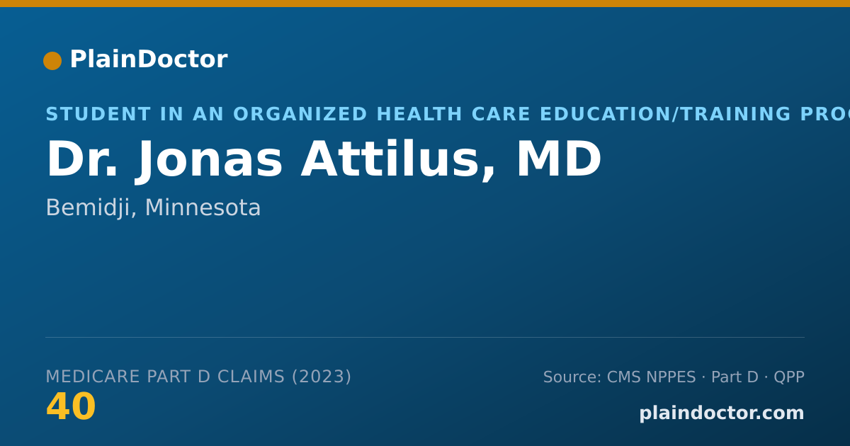 Shareable card for Jonas Attilus, MD - Student in an Organized Health Care Education/Training Program, Bemidji, MN