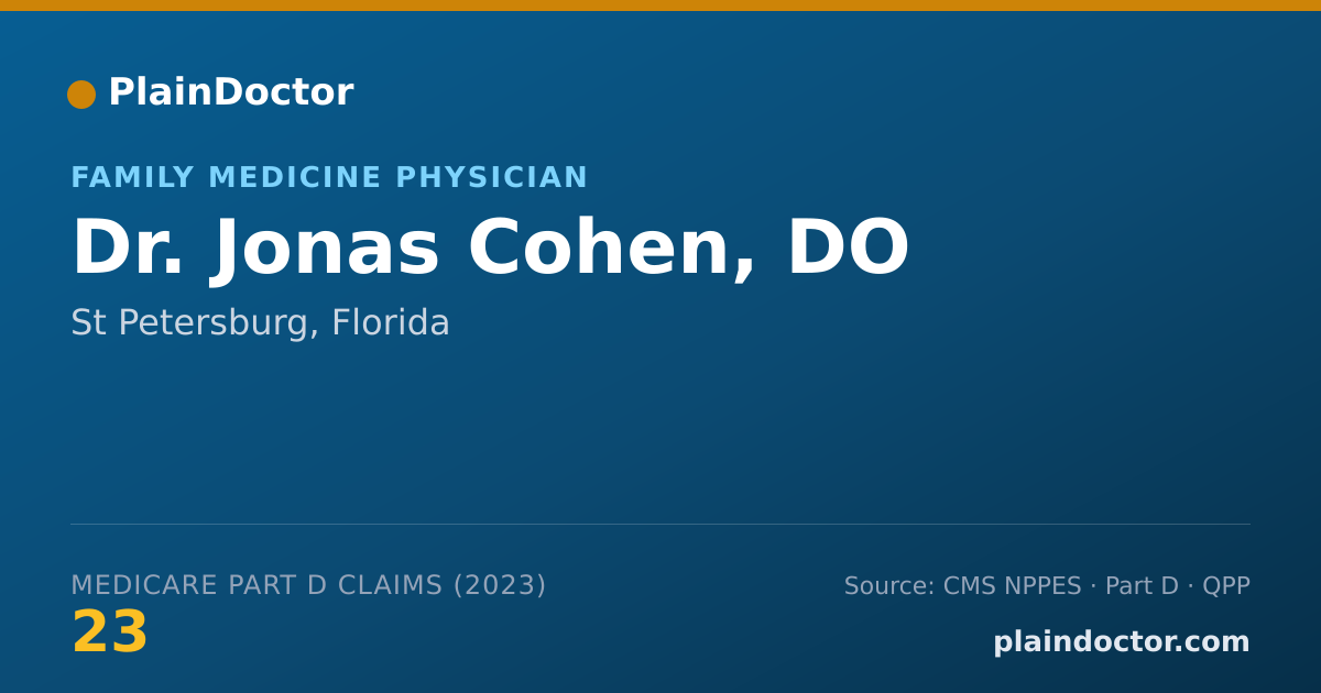 Shareable card for Jonas Cohen, DO - Family Medicine Physician, St Petersburg, FL