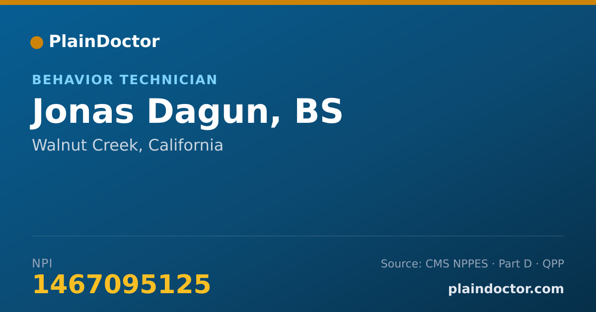 Shareable card for Jonas Dagun, BS - Behavior Technician, Walnut Creek, CA