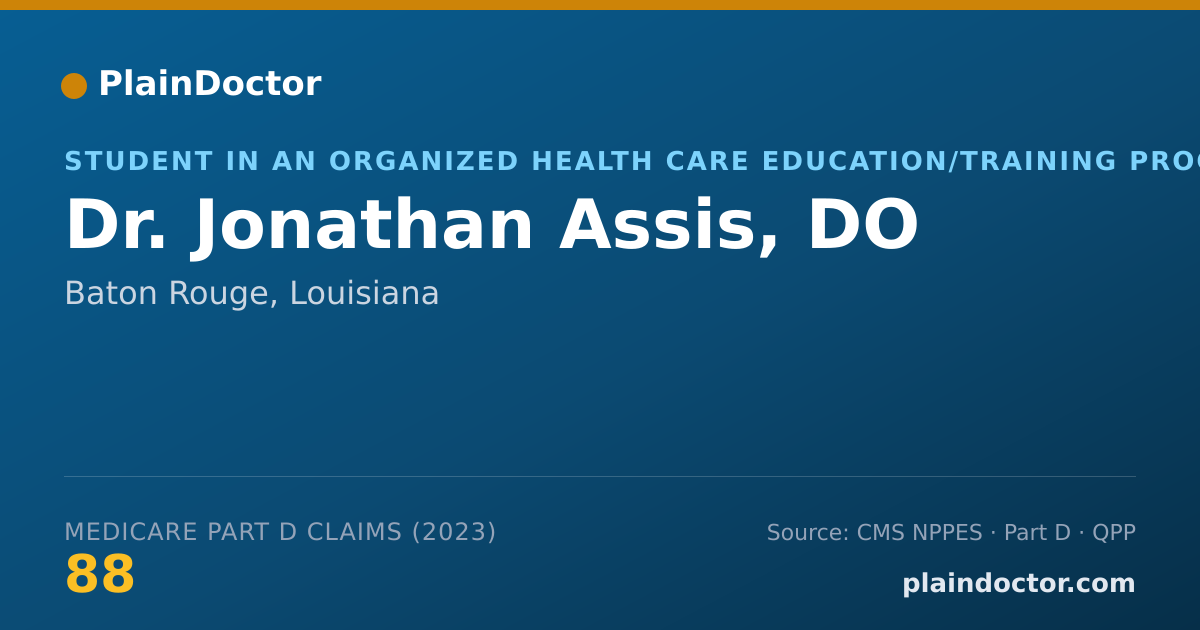 Shareable card for Jonathan Assis, DO - Student in an Organized Health Care Education/Training Program, Baton Rouge, LA