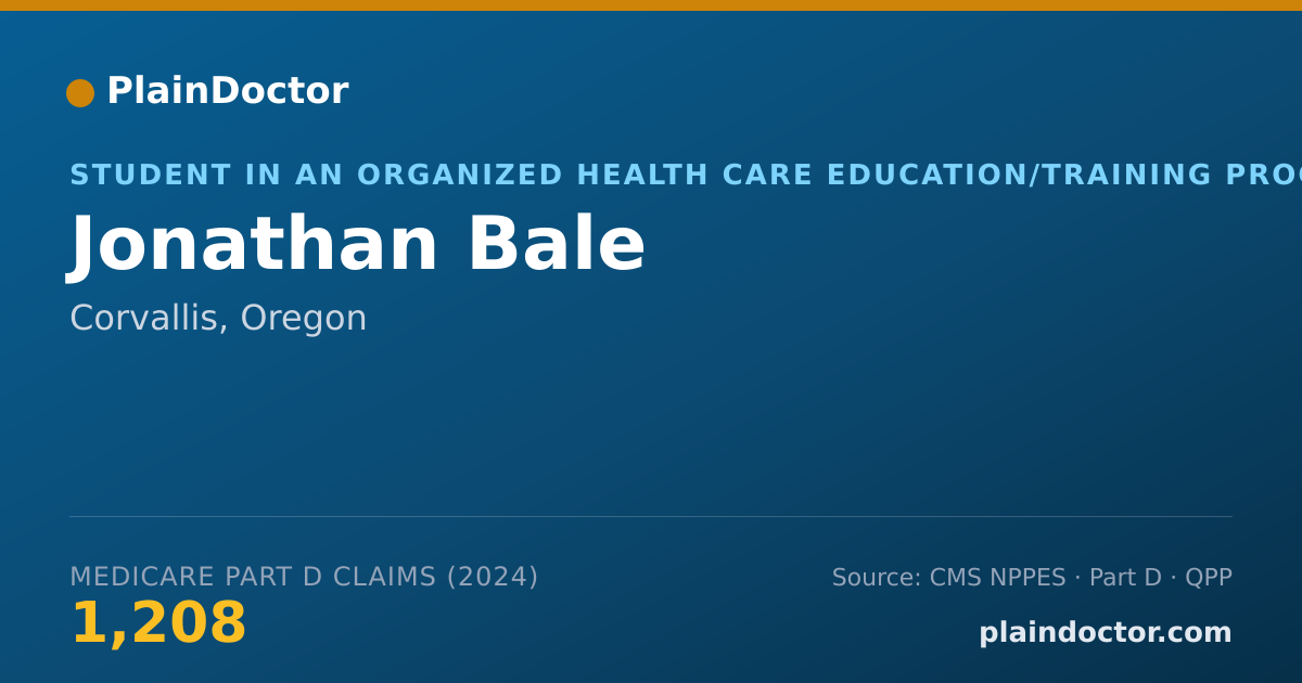 Shareable card for Jonathan Bale - Student in an Organized Health Care Education/Training Program, Corvallis, OR