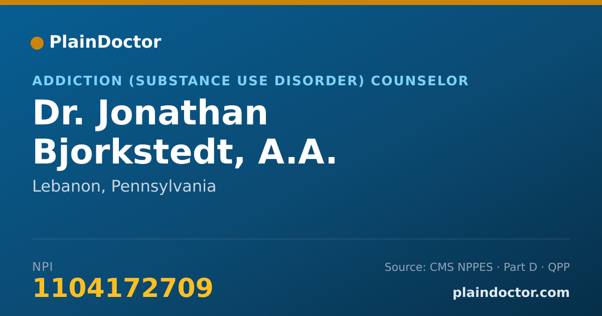 Shareable card for Jonathan Bjorkstedt, A.A. - Addiction (Substance Use Disorder) Counselor, Lebanon, PA