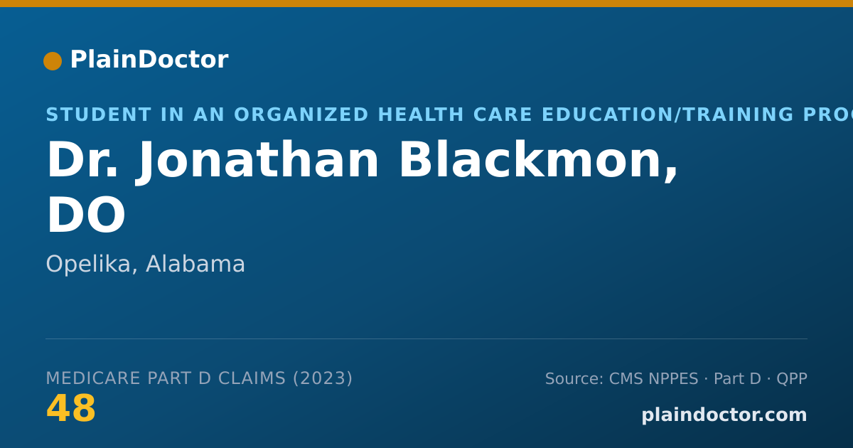 Shareable card for Jonathan Blackmon, DO - Student in an Organized Health Care Education/Training Program, Opelika, AL