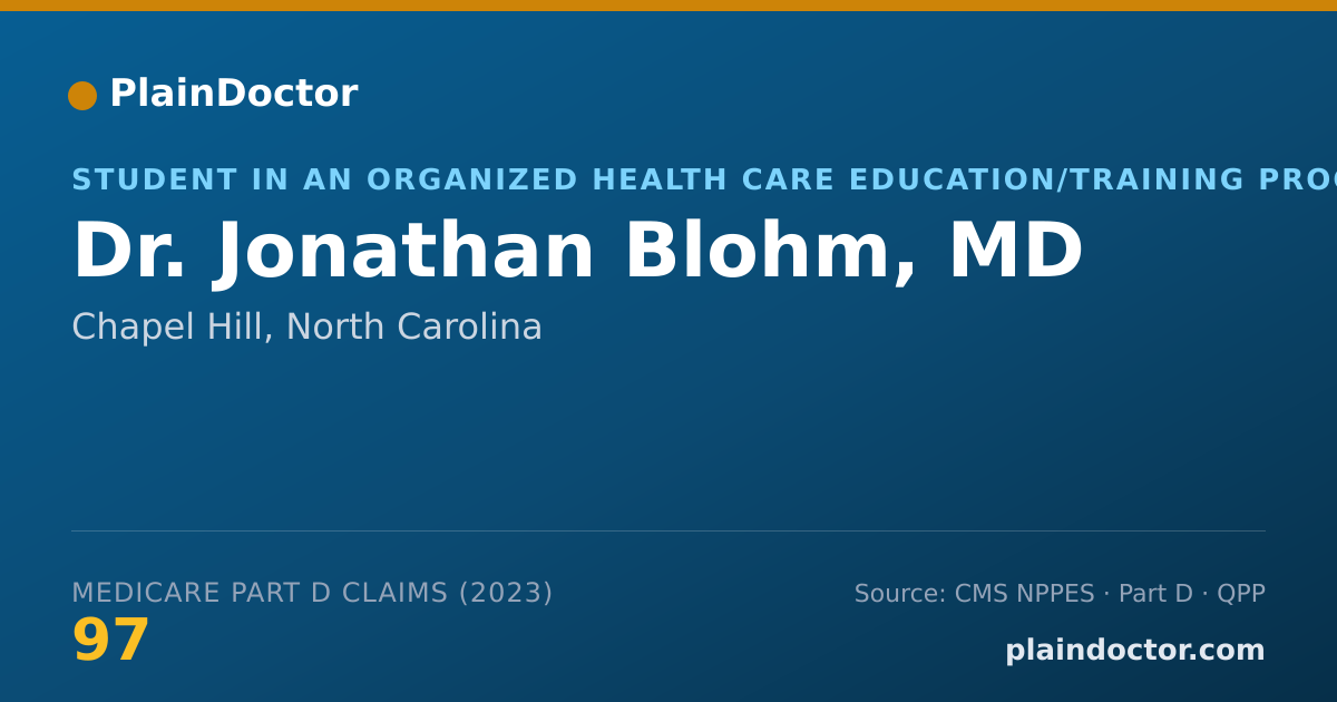 Shareable card for Jonathan Blohm, MD - Student in an Organized Health Care Education/Training Program, Chapel Hill, NC