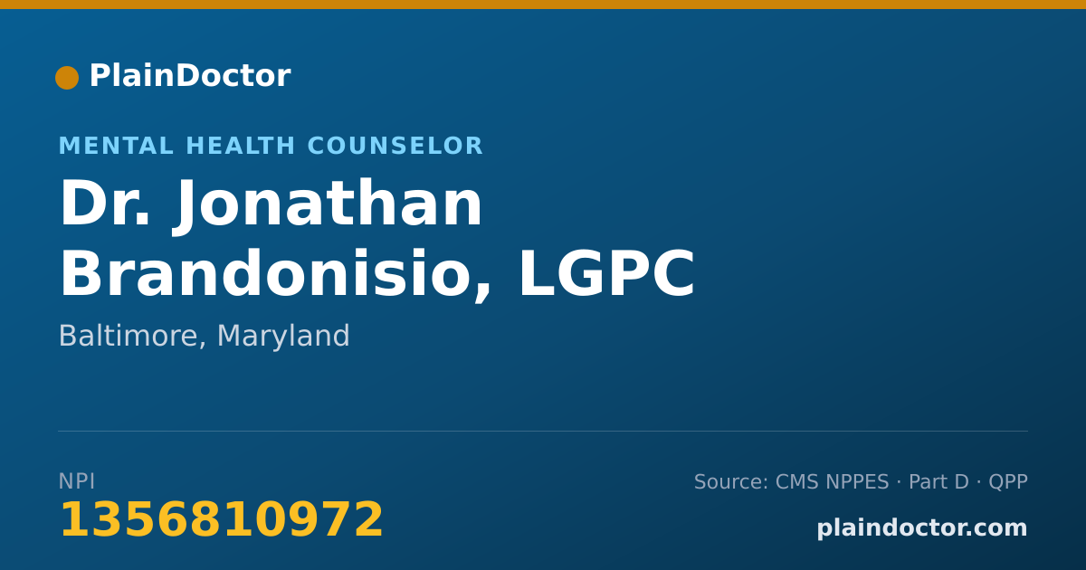 Shareable card for Jonathan Brandonisio, LGPC - Mental Health Counselor, Baltimore, MD