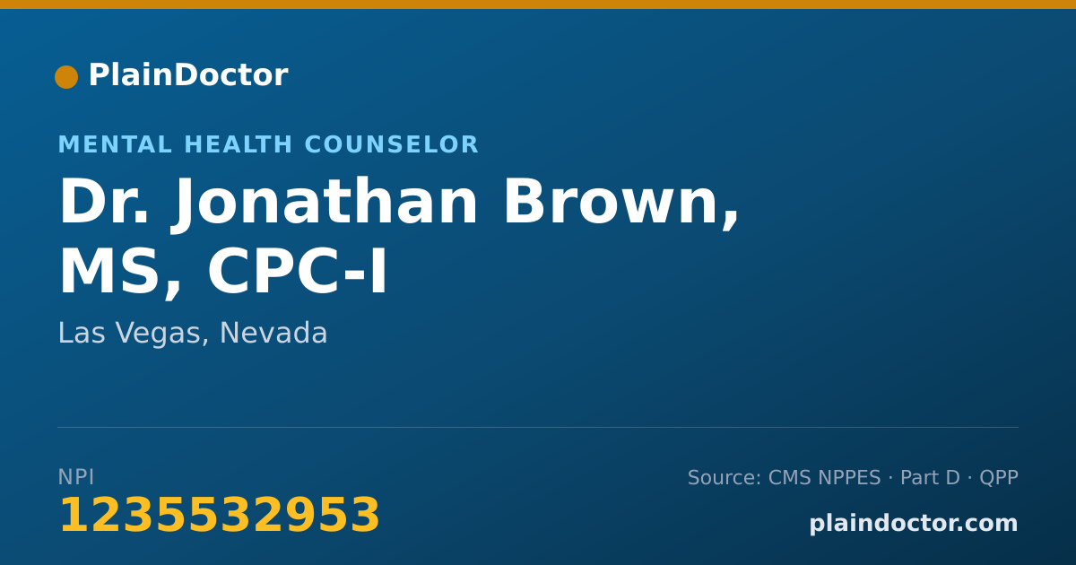 Shareable card for Jonathan Brown, MS, CPC-I - Mental Health Counselor, Las Vegas, NV